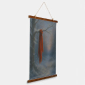 The Red Scarf – Bright Against the Stillness 吊り下げ型タペストリー (傾斜あり)