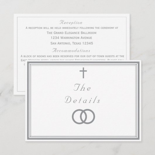 The Refined Catholic Silver & White Wedding エンクロージャーカード (正面/裏面)