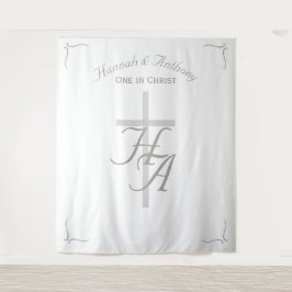 The Refined Catholic Silver & White Wedding タペストリー