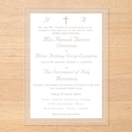 The Refined Catholic Wedding アクリル招待状 (正面)