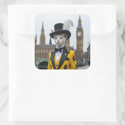 The Regal Sphynx in his dashing suit at Parliament スクエアシール (バッグ)