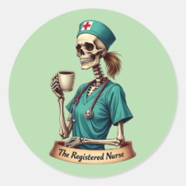 The Registered Nurse Skeleton – Coffee & Care ラウンドシール