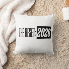THE RESET: 2026 ブラック&ホワイト タイポグラフィーピロー クッション
