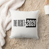 THE RESET: 2026 Black & White Typography Pillow クッション (ブランケット)