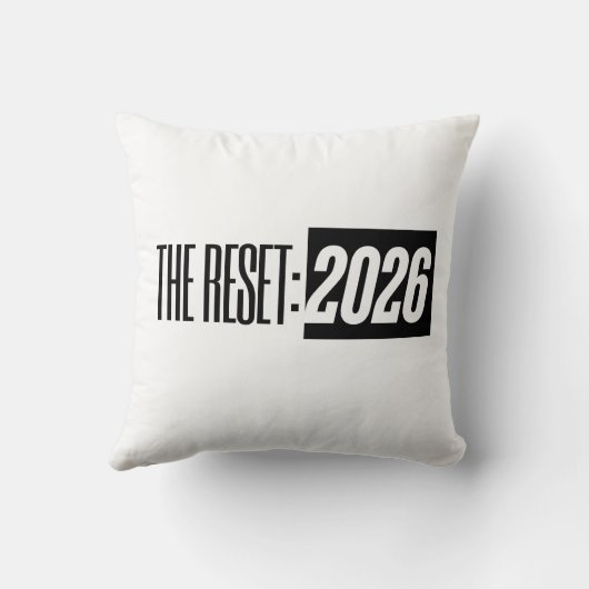 THE RESET: 2026 Black & White Typography Pillow クッション (裏面)