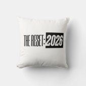 THE RESET: 2026 Black & White Typography Pillow クッション (正面)