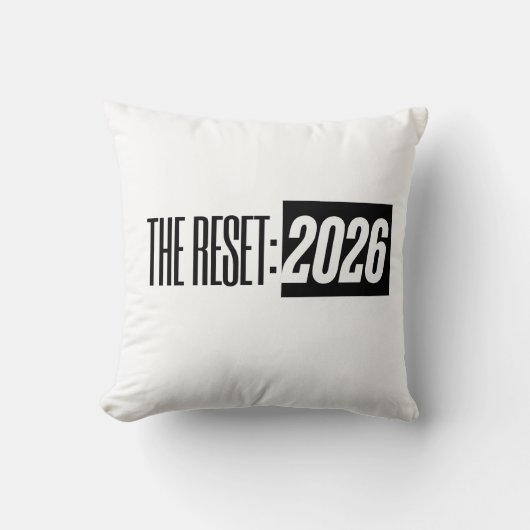 THE RESET: 2026 Black & White Typography Pillow クッション (正面)