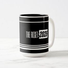 The Reset 2026 Minimal Black & White Mug ツートーンマグカップ