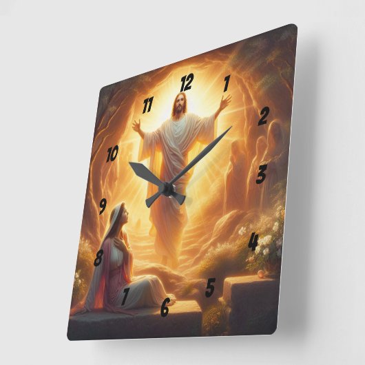 The Resurrection Light: Jesus Christ Rises スクエア壁時計 (傾斜)