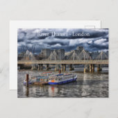 The River Thames London under a Cloudy Sky ポストカード (正面/裏面)