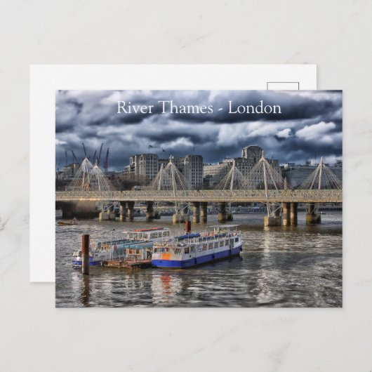 The River Thames London under a Cloudy Sky ポストカード (正面/裏面)