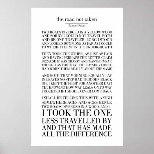 The Road No Taken by Robert Frost ポスター (正面)
