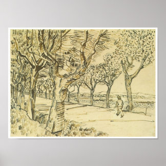 The Road to Tarascon with a Man歩く、ヴァン・ゴッホ ポスター