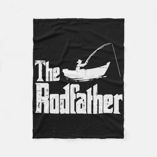 The Rodfather Fun Fishing Fathers Day Movie Pun Da フリースブランケット (正面)