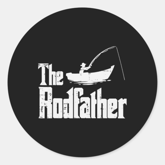 The Rodfather Fun Fishing Fathers Day Movie Pun Da ラウンドシール (正面)