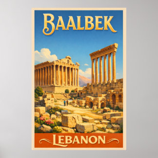 The Roman Ruins of Baalbek - Vintage Travel ポスター