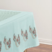 The Romance of Silk w/モノグラム52インチx 70インチアクア テーブルクロス (インサイチュ)