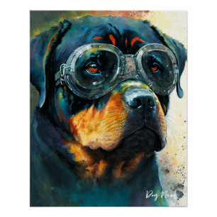 The Rottweiler Dog With Sunglasses 004 ポスター