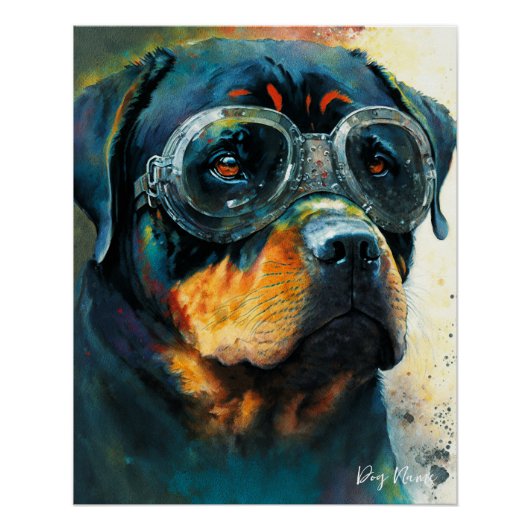 The Rottweiler Dog With Sunglasses 004 ポスター (正面)