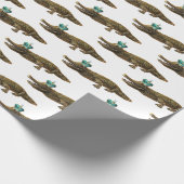 The Royal Croc - Fun Girly Modern Jewel Alligator  ラッピングペーパー (角)