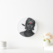 The Royal Gaze - Indian Queen Line Art ラウンド壁時計 (ホーム)