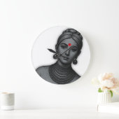 The Royal Gaze - Indian Queen Line Art ラージ壁時計 (ホーム)