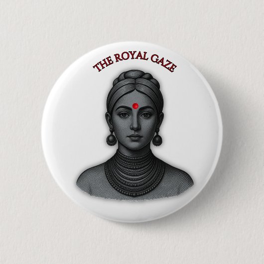The Royal Gaze - Indian Queen Line Art 缶バッジ (正面)