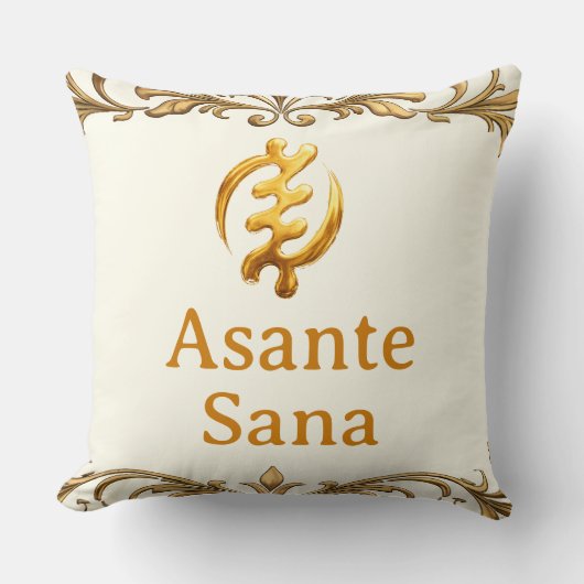 "The Royal Reversible" Asante Sana Gold Adinkra He クッション (正面)