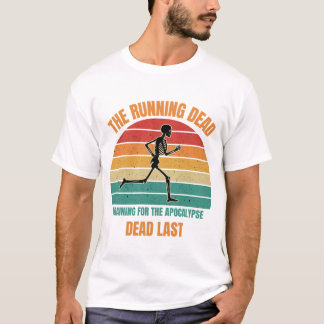 The Running Dead - Funny Skeleton Running Dad Retr Tシャツ