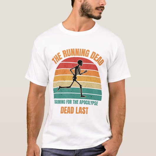 The Running Dead - Funny Skeleton Running Dad Retr Tシャツ (正面)
