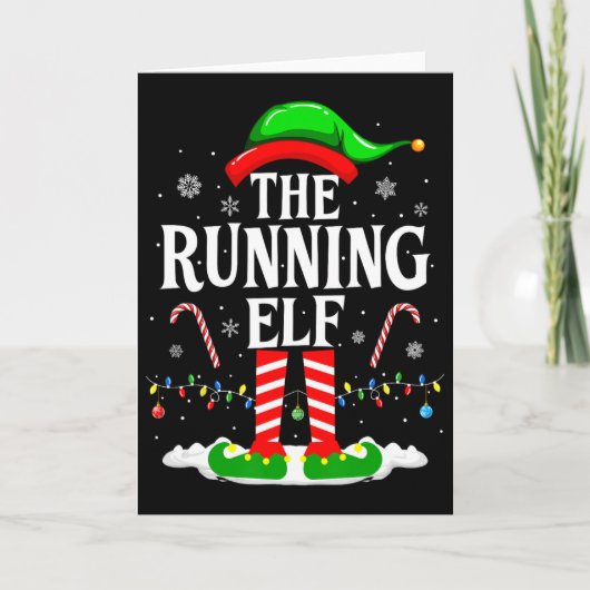 The Running Elf Xmas Running Funny Runner Christma カード (正面)