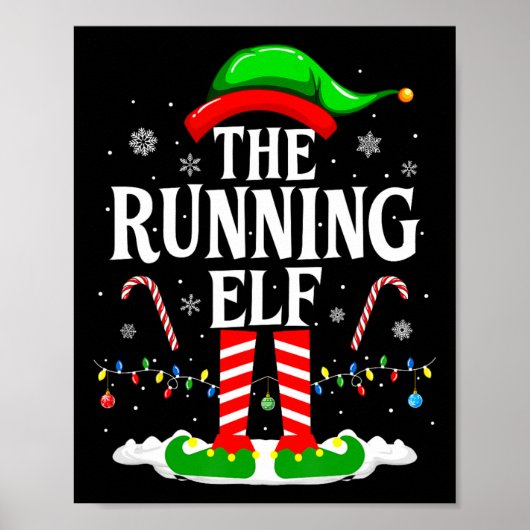 The Running Elf Xmas Running Funny Runner Christma ポスター (正面)