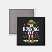The Running Elf Xmas Running Funny Runner Christma マグネット (正面/裏面)