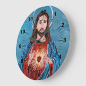 The Sacred Heart Painting by Alfred Fox ラージ壁時計 (傾斜)