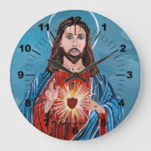 The Sacred Heart Painting by Alfred Fox ラージ壁時計 (正面)