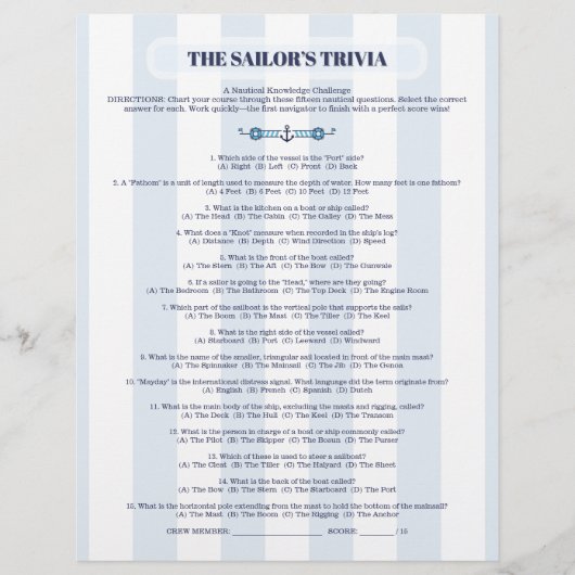 The Sailor’s Trivia Challenge (正面)