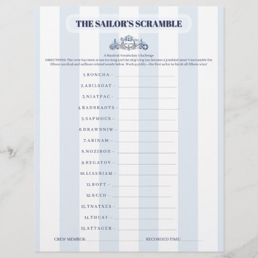 The Sailor's Word Scramble (正面)