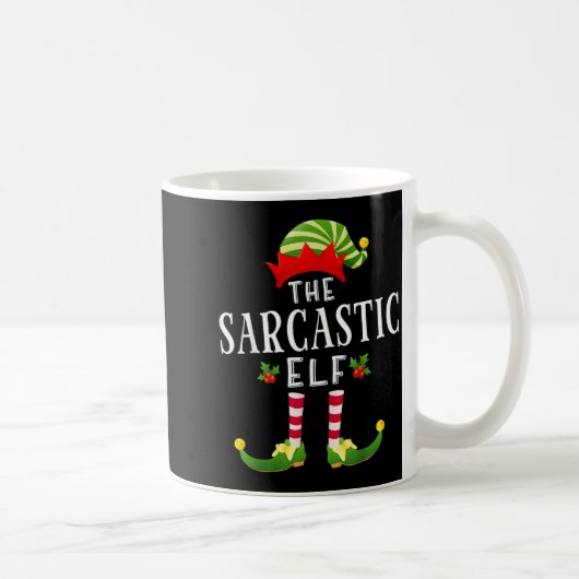 The Sarcastic Elf Christmas Matching Pajama  コーヒーマグカップ (右)