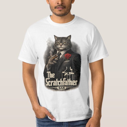 The Scratchfather | マフィアキャットパロディTシャツ | SAK Tシャツ (正面)
