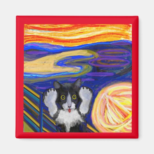 The Scream、ファインアートby Munch, Parody Cat Art マグネット (正面)
