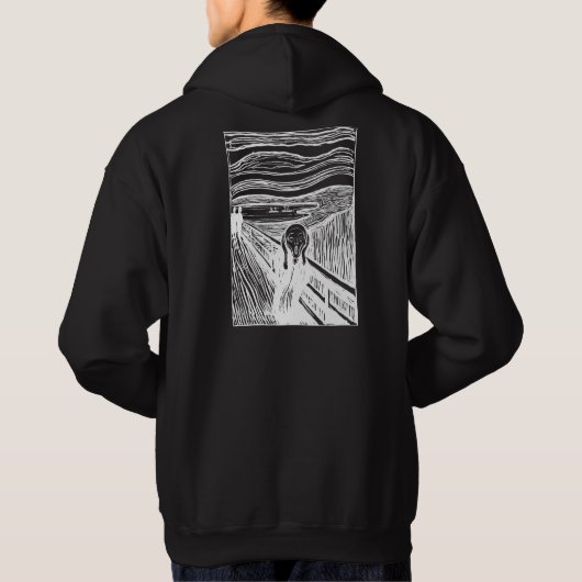 The Scream by Edvard Munch – White Line Art   パーカ (裏面)