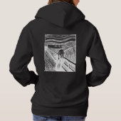 The Scream by Edvard Munch – White Line Art パーカ (裏面)