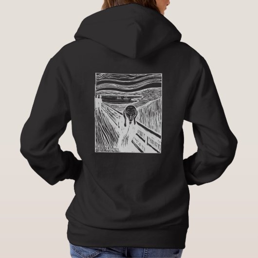 The Scream by Edvard Munch – White Line Art パーカ (裏面)