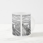The Scream by Munch – Black Line Lithograph フロストグラスマグカップ (正面右)