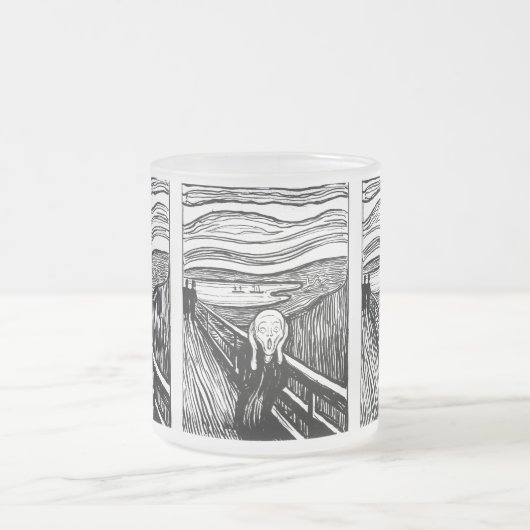 The Scream by Munch – Black Line Lithograph フロストグラスマグカップ (中央)