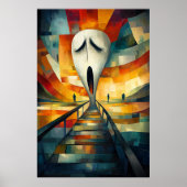 The Scream - Cubist Minimalist インスパイア by  Munch ポスター (正面)