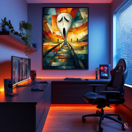 The Scream - Cubist Minimalist インスパイア by  Munch ポスター