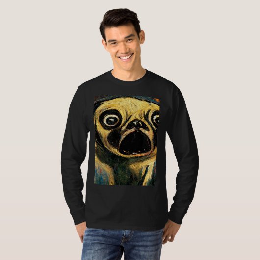 The Scream Pug Version  Cute Dog Tシャツ (正面フル)