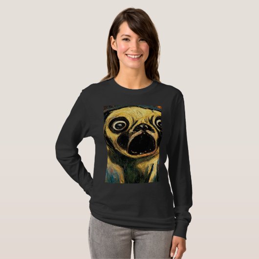The Scream Pug Version  Cute Dog Tシャツ (正面フル)