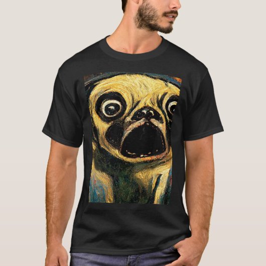 The Scream Pug Version Cute Dog Tシャツ (正面)